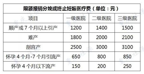 限额报销分娩或终止妊娠医疗费